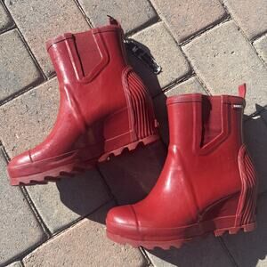 Sorel Women’s Size 11 Red Joan Wedge Heel Waterproof Rain Rubber Boots